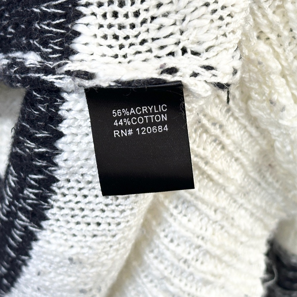 Torrid Plus Sz 1X Long Cardigan Black White Striped Open Sweater Knit Fall 1300 - Picture 8 of 8